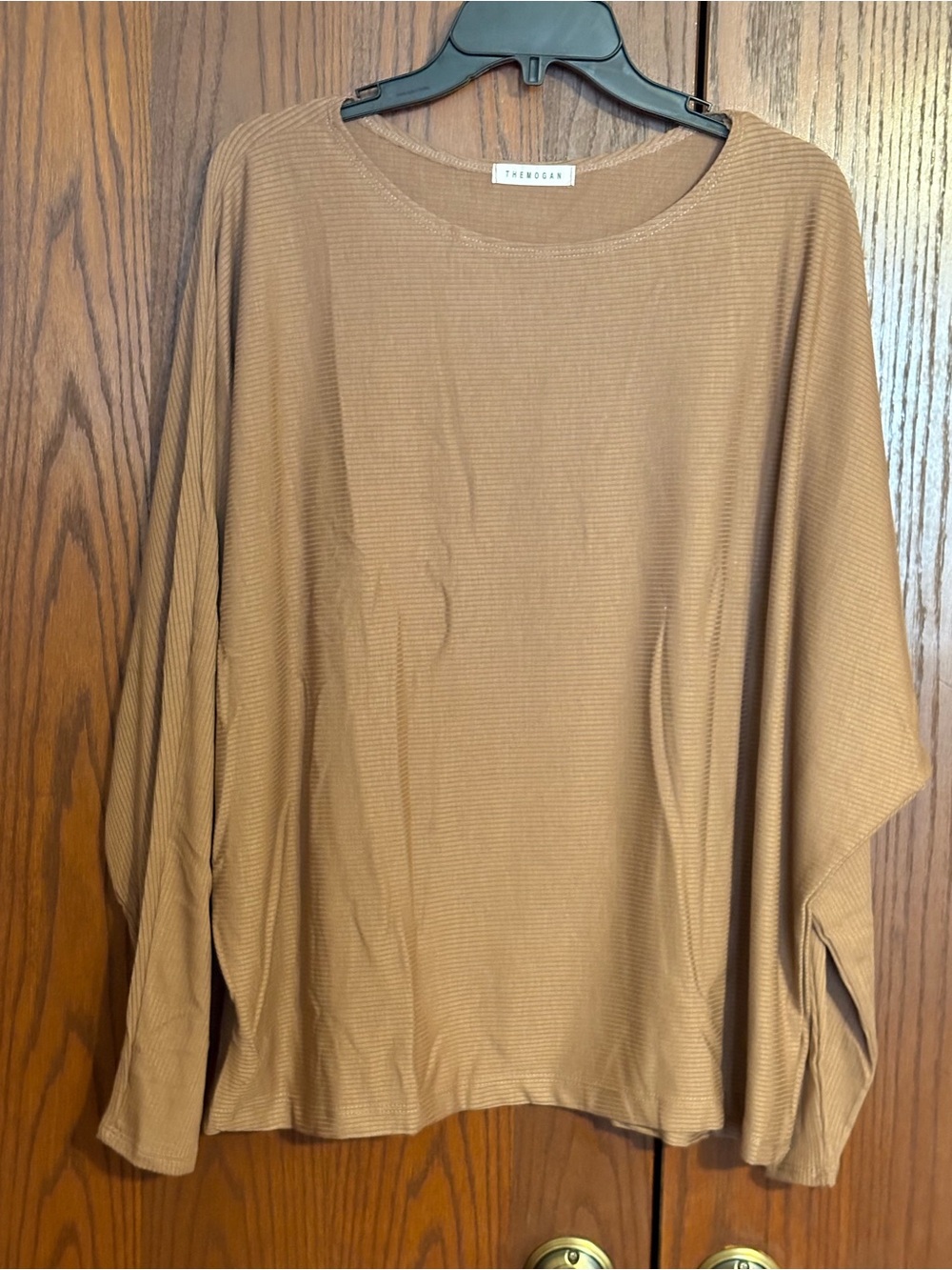TheMogan Women's Long Sleeve Ribbed Top in Tan
